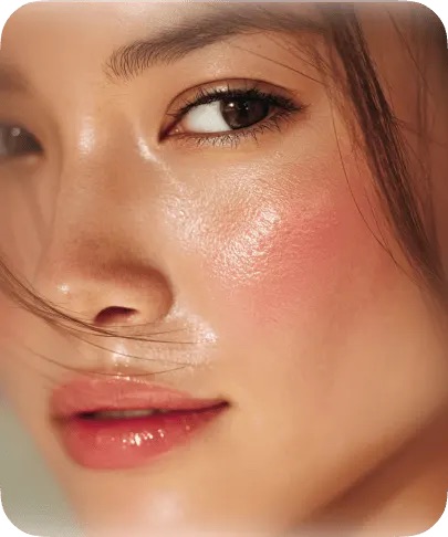 Close-up of a precision makeup result of the kind Overlay's robot is built to apply