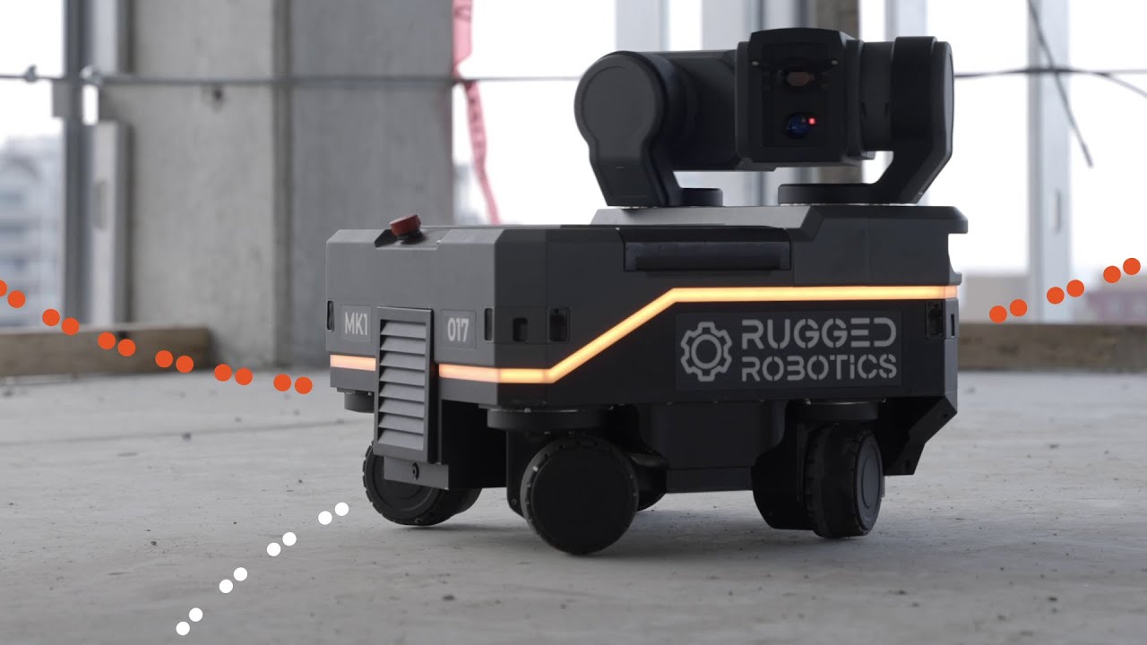 Video thumbnail of a later Rugged Robotics robot printing layout on a jobsite